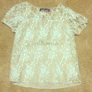 Light brown and blue top