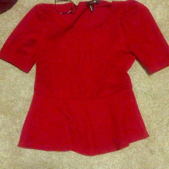 Red textured peplum
