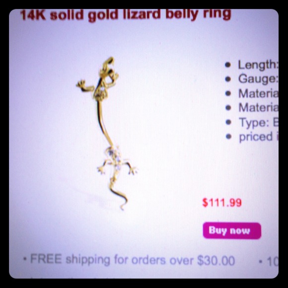 💥Reserved💥 14 K solid gold lizard belly ring