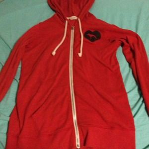 Red pink brand zip up hoodie