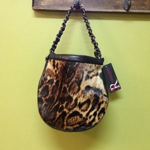 Sondra Roberts leather and fur purse. ✨Reduced