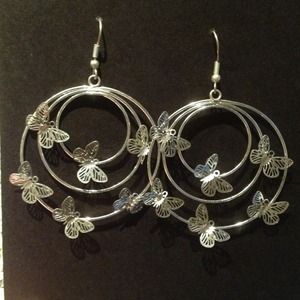 Butterfly hoop earrings