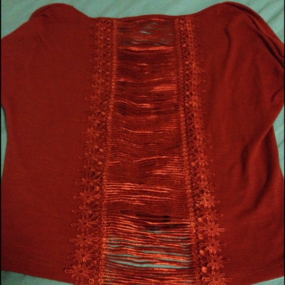 Dark orange open back short sleeve top