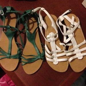 BUNDLE! Strappy sandals. Red boots. Tux booties.