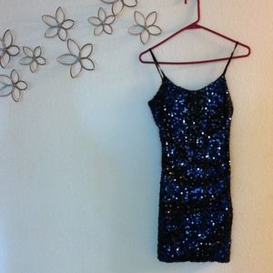Brilliant blue and black sequin dress