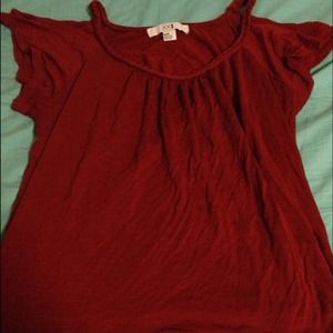 Dark orange shoulder cut out short sleeve top