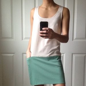 Mint / cream colorblock shift dress