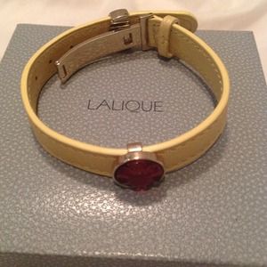 LALIQUE lamb leather w/Ruby floral crystal