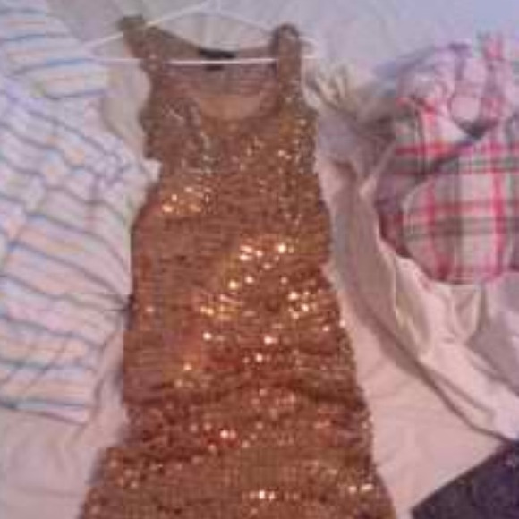 Gold sequin dress