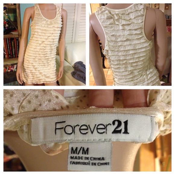 ❤Sold. NWOT forever 21 crème ruffle dress