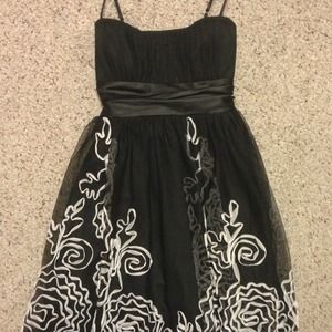Cute Black Spaghetti Strap Dress with Flowers!