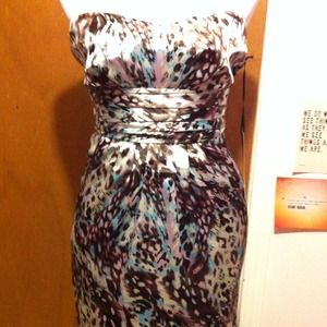 Traded-Silky, strapless mini dress and tankini top