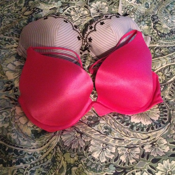 Blue(H&M) & Pink(VS) bras