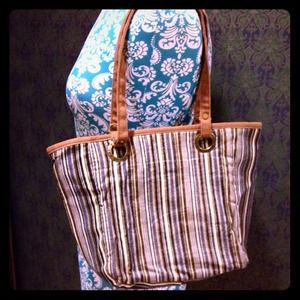 Brown & blue handbag