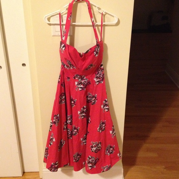 50s style floral halter/strapless dress