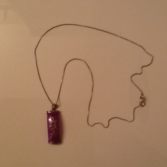Purple jade Chinese symbol necklace