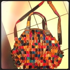 Real leather multi-colored bag