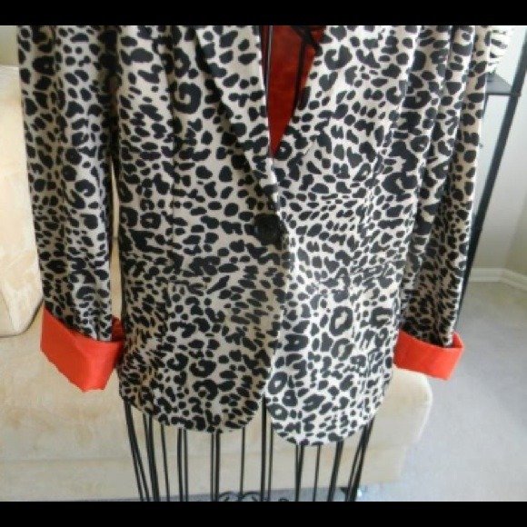 🚫SOLD🚫Leopard Print Blazer with Orange Lining