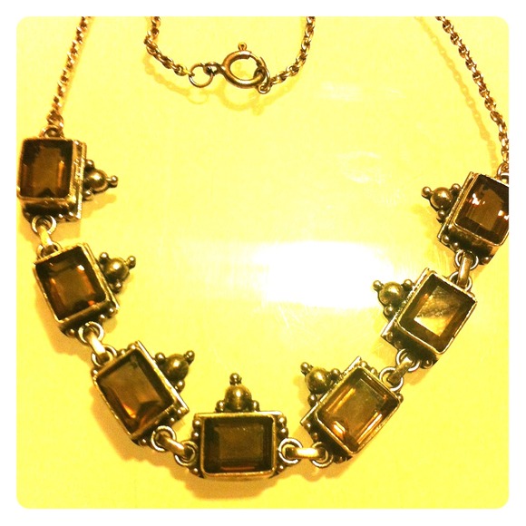 Smoky quartz stone necklace