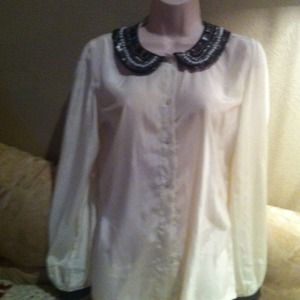 White Beaded Neck Blouse
