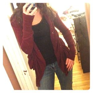 Kiss of Cashmere tie-drape sweater size S.