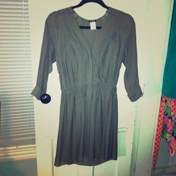 J. Crew olive pleat front dress