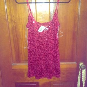 Red, spaghetti strap, sequin top. Never worn.