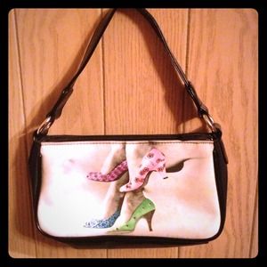 Retro purse with women's heels.