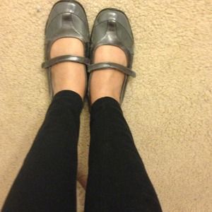 Silver Mary Jane flats