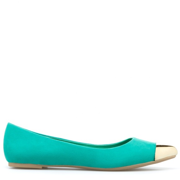 Shoedazzle Shoes - 🚫SOLD🚫Green Sophia Metal Cap Toe Flats Shoedazzle Shoes - 🚫SOLD🚫Green Sophia Metal Cap Toe Flats