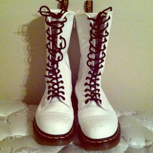 White 16 Eyelet Dr. Martens Boots