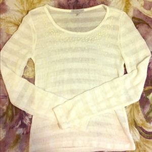 🚫SOLD🚫 Pearl embellished ivory knit top.