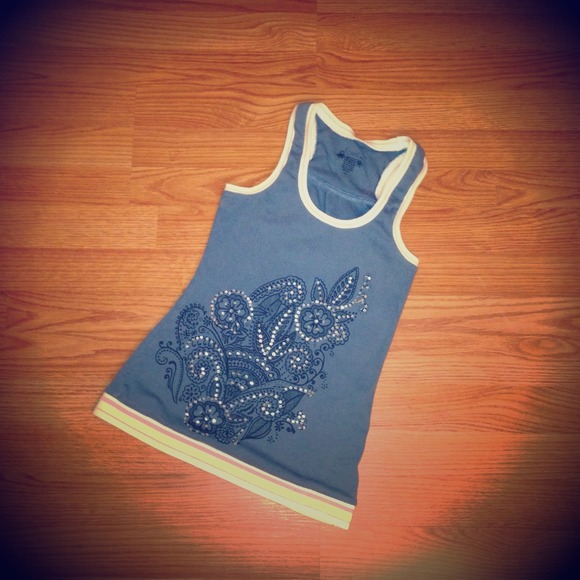SOLD Fossil blue embellished tank