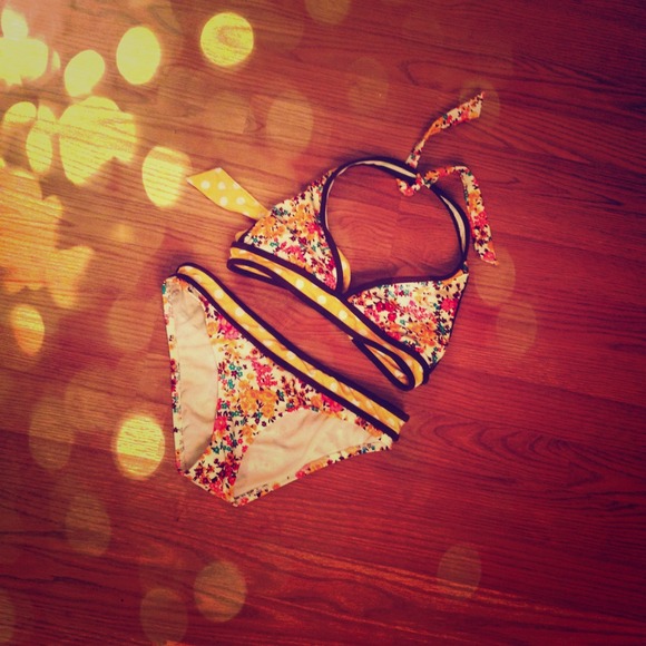 SOLD Yellow floral polka dot bikini