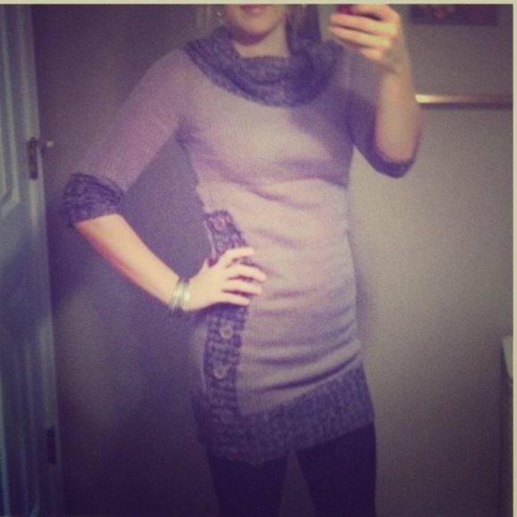 SOLD Gray cowl neck sweater dress