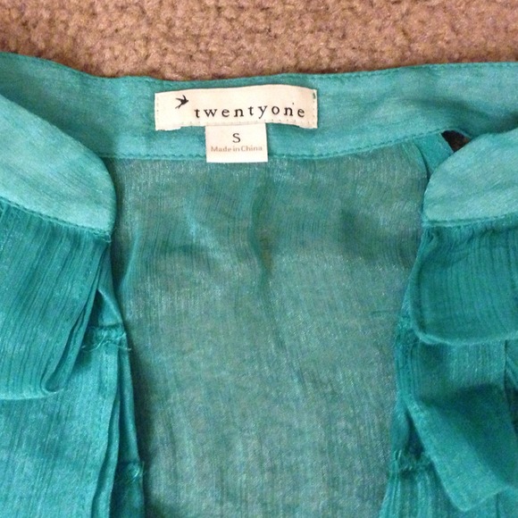 🔴SOLD Forever 21 Sheer Teal Top - Picture 3 of 4