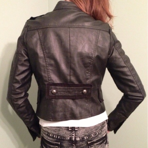 💋SOLD💋Joujou Faux Leather Military Jacket - Picture 4 of 4