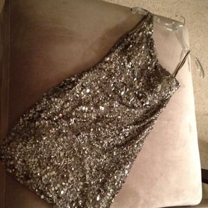 Short One Shoulder Sequins Dress