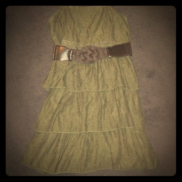 Forest green embroidered Blue Bird Dress w/ belt