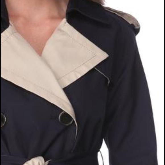 NWOT Double breasted navy trenchcoat - Picture 3 of 4