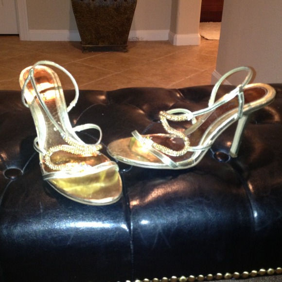 Gold snake strappy sandals