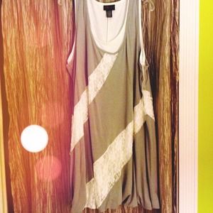 Plus Size Cotton Gray Lace Dress