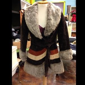 🎈SOLD🎈True Vintage Suede Faux Fur Boho 60's