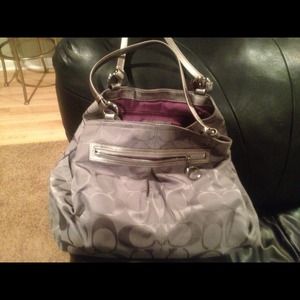 Authentic coach tote silver like new