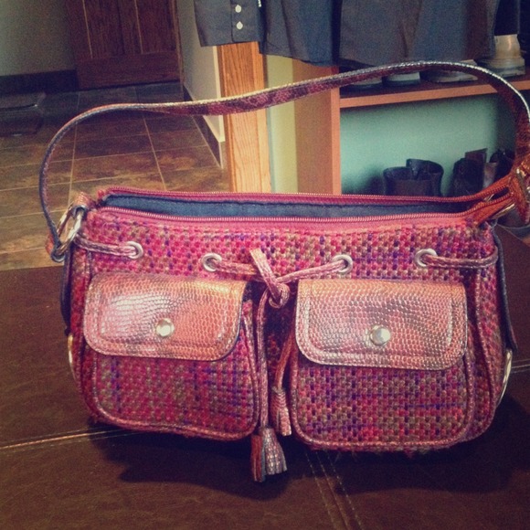 Gorgeous Mix Print Burgundy Handbag