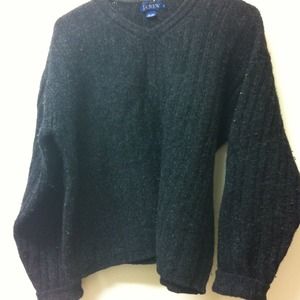 J crew mens off black ribbed wool sweater