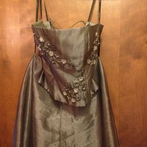 Dark grey two piece prom dress