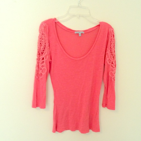 Orange, lace detail. 3 quarters shirt