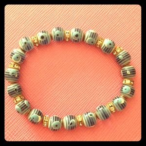 Stretchy Turkish evil eye bracelet with crystals
