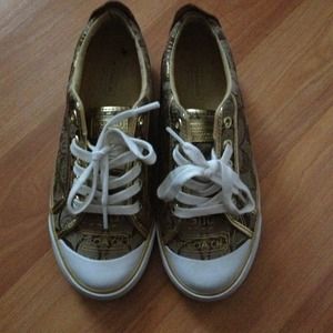 Gold cut coach sneakers
